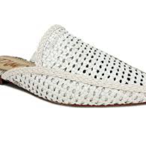 Sam Edelman White Clara Woven Leather Flat Mules - Picture 3 of 10